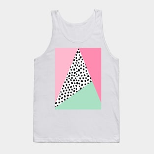 Colour Block, Geometric, Polka Dot, Pink and Green Tank Top